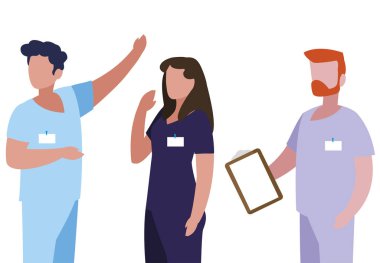 tek tip karakterlere sahip grup tıp çalışanları
