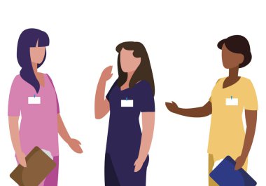 Tek tip karakterlerle ırklar arası kadın tıp çalışanları