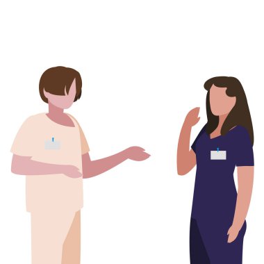 üniforma karakterleri ile çift tıp işçileri