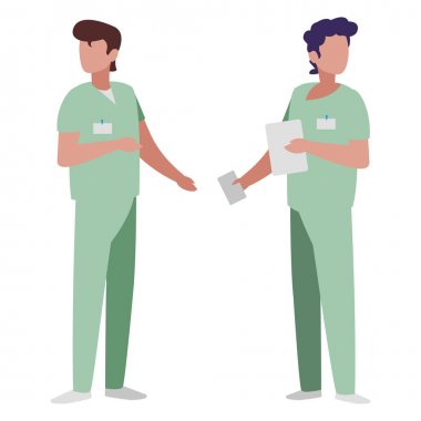 üniformalı erkek tıp işçileri