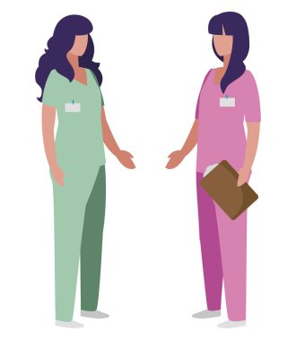 üniforma karakterleri ile kadın tıp işçileri