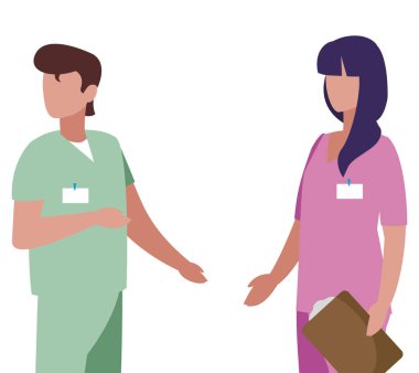 üniforma karakterleri ile çift tıp işçileri