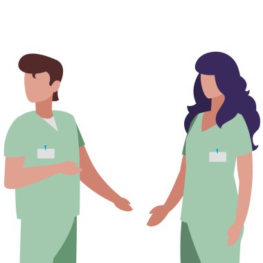 üniforma karakterleri ile çift tıp işçileri