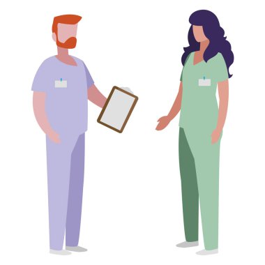 üniforma karakterleri ile çift tıp işçileri