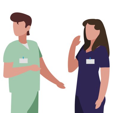 üniforma karakterleri ile çift tıp işçileri