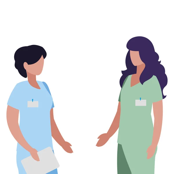 制服と書類を持つ女性医療従事者 — ストックベクタ