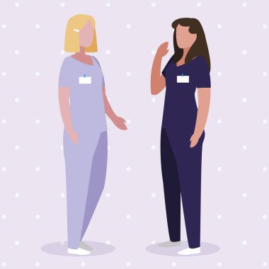 üniforma karakterleri ile kadın tıp işçileri