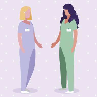 üniforma karakterleri ile kadın tıp işçileri