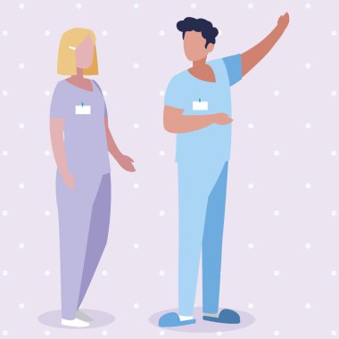 üniforma karakterleri ile çift tıp işçileri