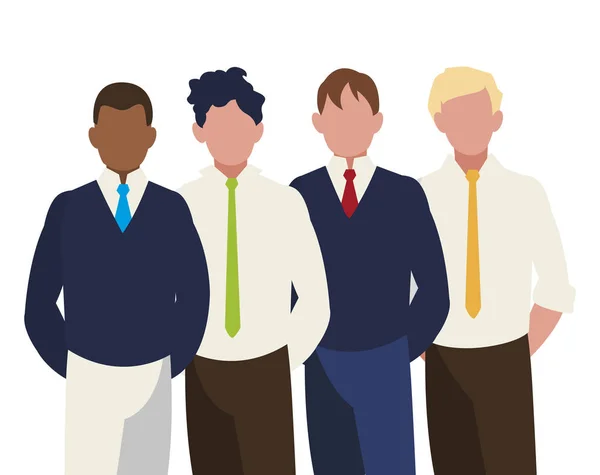 Hombres de negocios grupo personajes de trabajo en equipo — Vector de stock