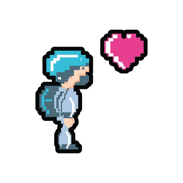 Videohra avatar pixelovaná srdcem — Stockový vektor