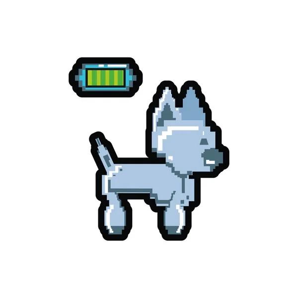 Video game korrelig Robotic hond met batterijniveau — Stockvector