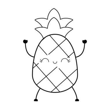 Ananas Meyve kawaii karakter