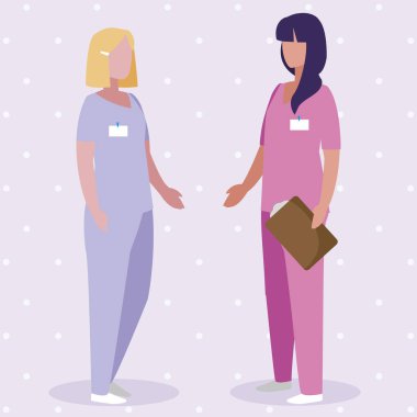 üniforma karakterleri ile kadın tıp işçileri