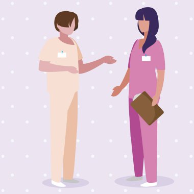 üniforma karakterleri ile çift tıp işçileri