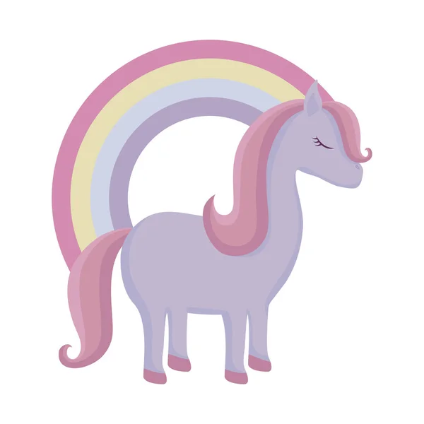 Schattig Unicorn dier met regenboog — Stockvector