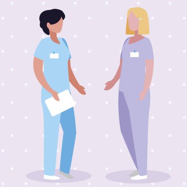 üniforma karakterleri ile kadın tıp işçileri