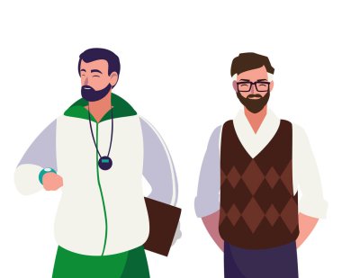 öğretmenler klasik ve spor avatarları karakterleri