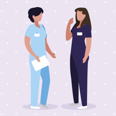 üniforma karakterleri ile kadın tıp işçileri