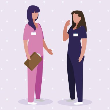 üniforma karakterleri ile kadın tıp işçileri