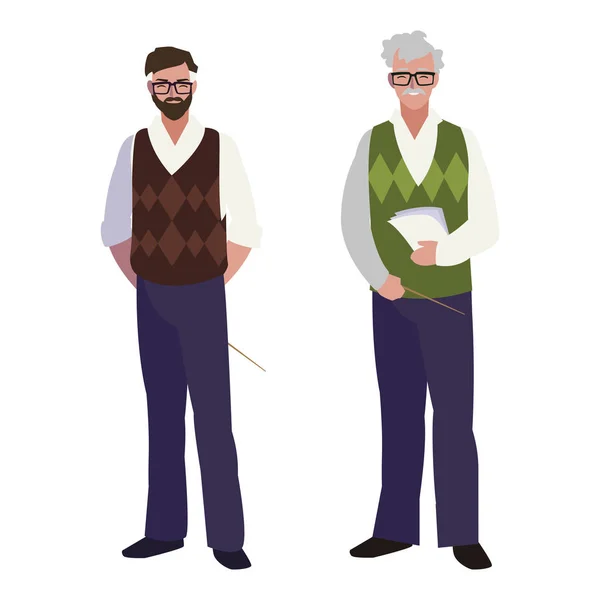 Profesores pareja avatares caracteres — Vector de stock