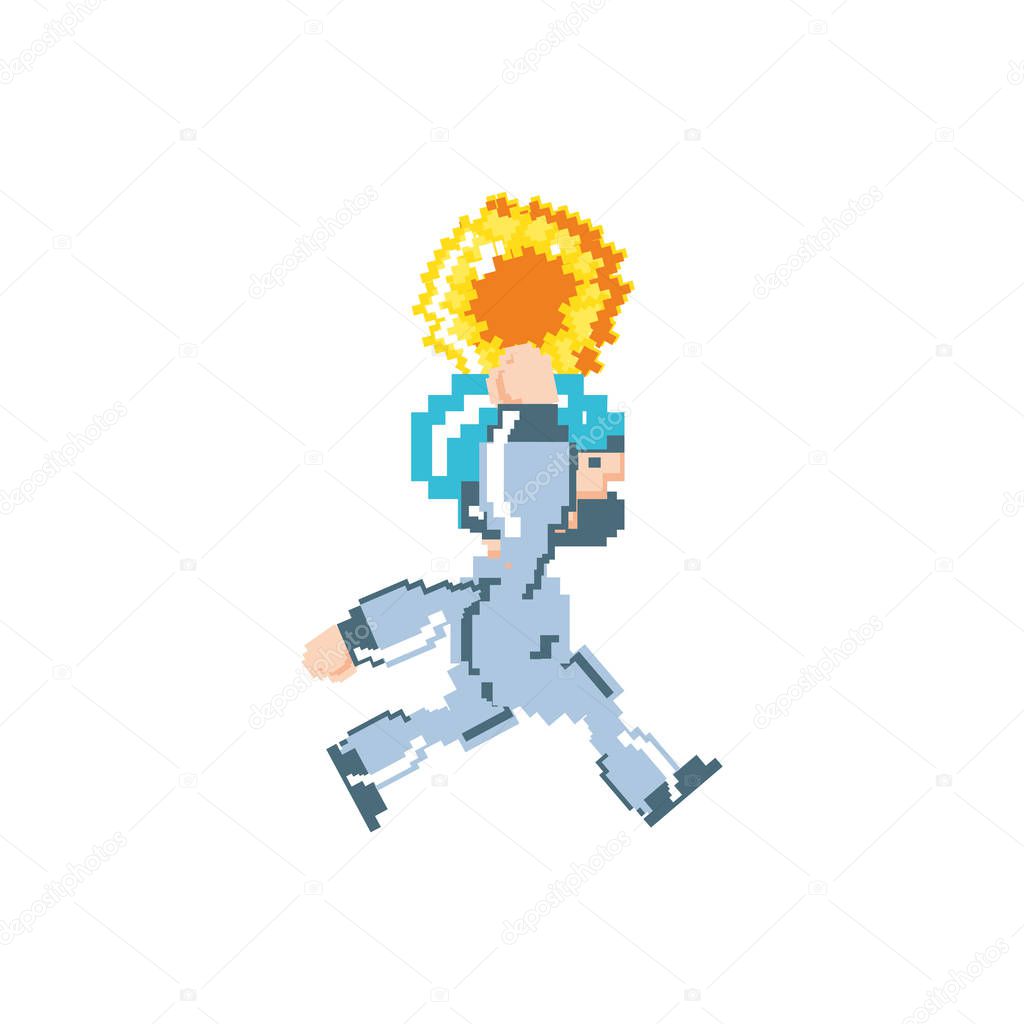 video game jumping avatar pixelated