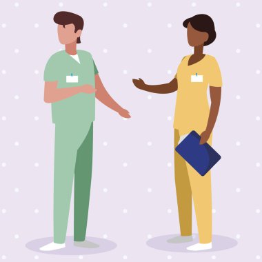 Tek tip karakterlerile ırklar arası çift tıp işçileri