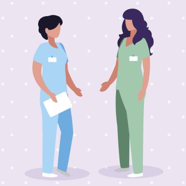 üniforma karakterleri ile kadın tıp işçileri