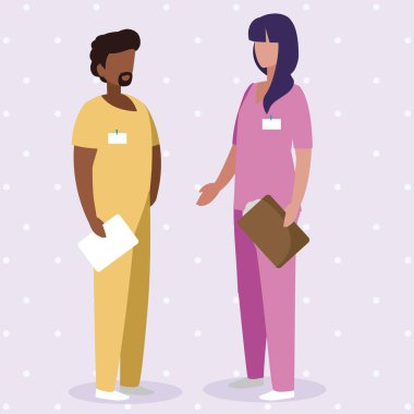 Tek tip karakterlerile ırklar arası çift tıp işçileri