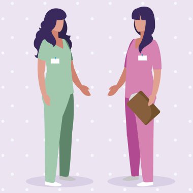 üniforma karakterleri ile kadın tıp işçileri