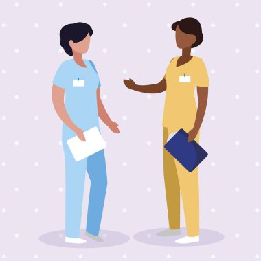 Tek tip karakterlerle ırklar arası kadın tıp çalışanları