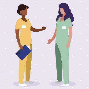 Tek tip karakterlerle ırklar arası kadın tıp çalışanları