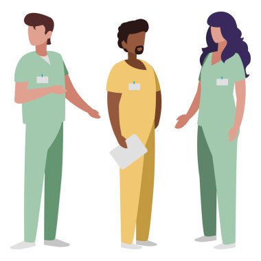 Tek tip karakterlerle ırklar arası grup tıp çalışanları