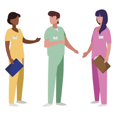 Tek tip karakterlerle ırklar arası grup tıp çalışanları