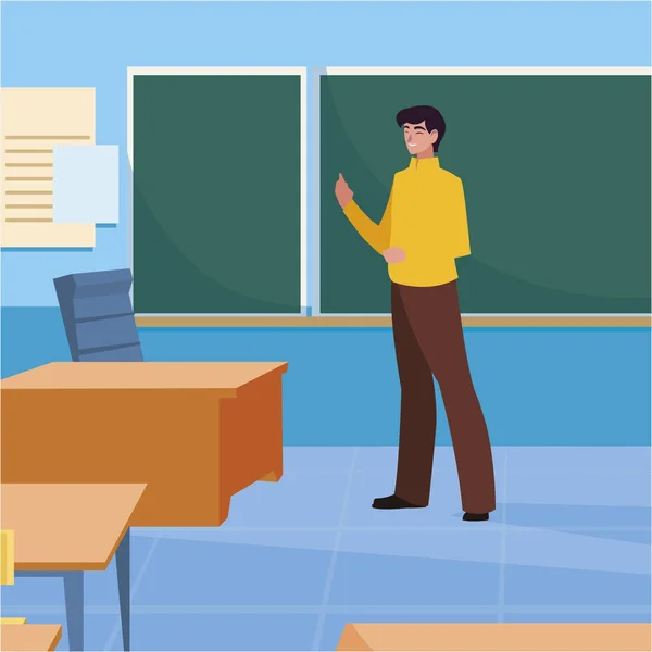 Teacher male in the classroom character — Stock Vector