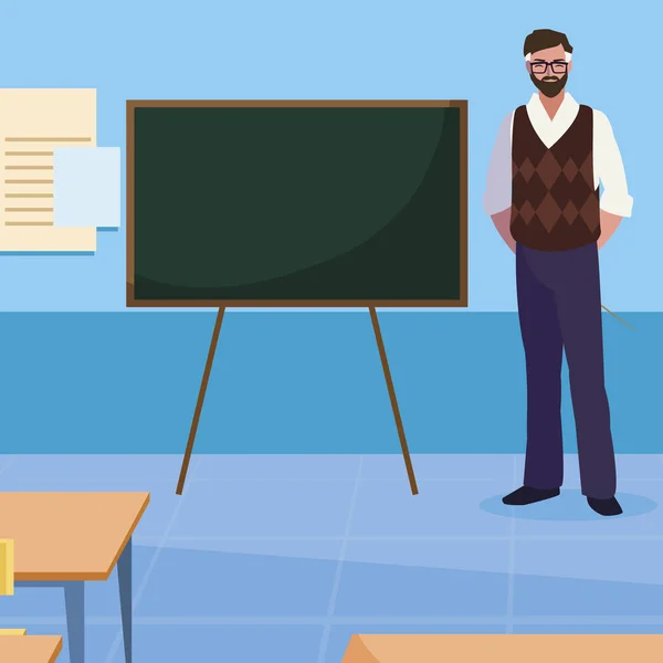 Učitel mužské postavy ve třídě — Stockový vektor