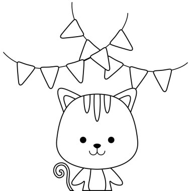 şirin kedi hayvan asılı çelenk ile