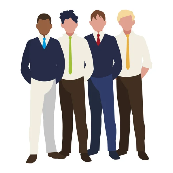 Hombres de negocios grupo personajes de trabajo en equipo — Vector de stock