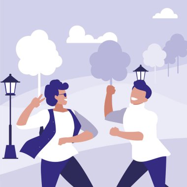 young dancers couple dancing in the park