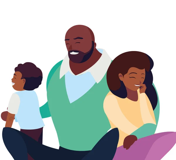 Μαύροι γονείς ζευγάρι με το γιο — Διανυσματικό Αρχείο