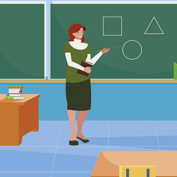 Lehrerin im Klassenzimmercharakter — Stockvektor