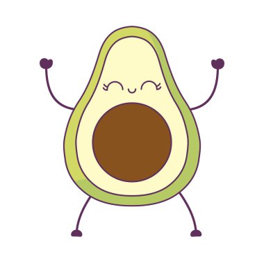Avokado sağlıklı kawaii karakter