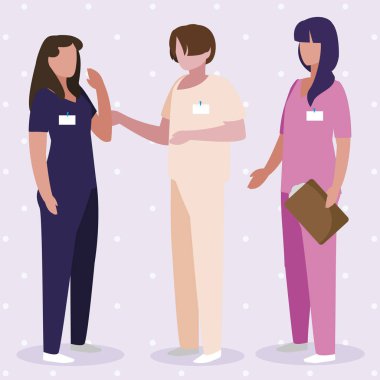 tek tip karakterlere sahip grup tıp çalışanları