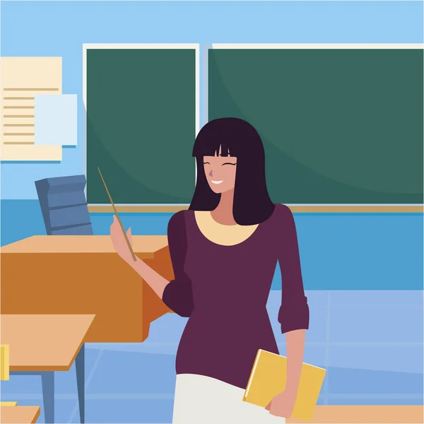 Enseignante dans le personnage de classe — Image vectorielle