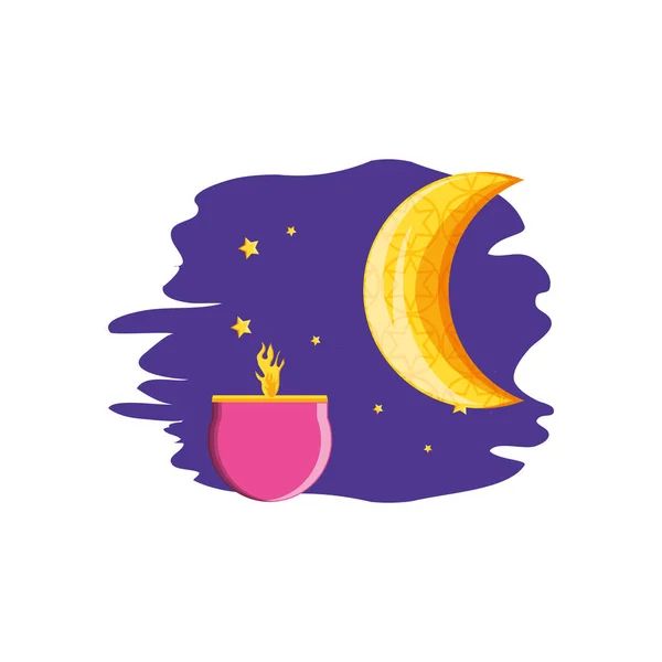 Tarjeta kareem ramadán con luna y vela — Vector de stock