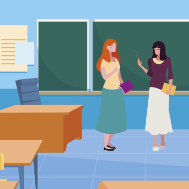 sınıfta kadın öğretmenler çift