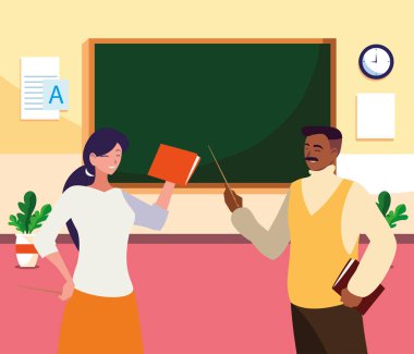 sınıflarda sınıflar arası öğretmenler çift karakterleri