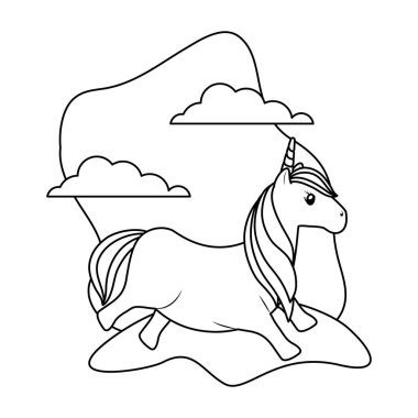 manzara sevimli tek boynuzlu at hayvan