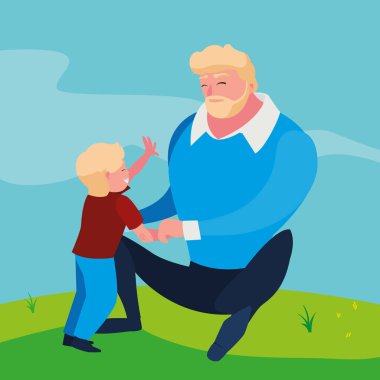 alanında oğlu ile baba