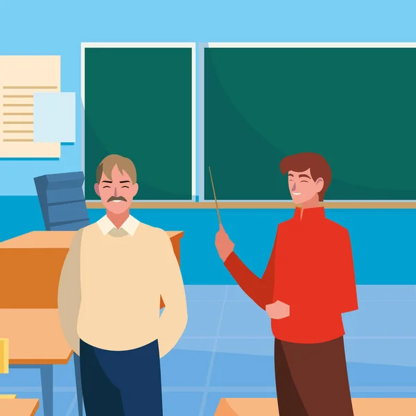 Lehrerpaar im Klassenzimmer — Stockvektor